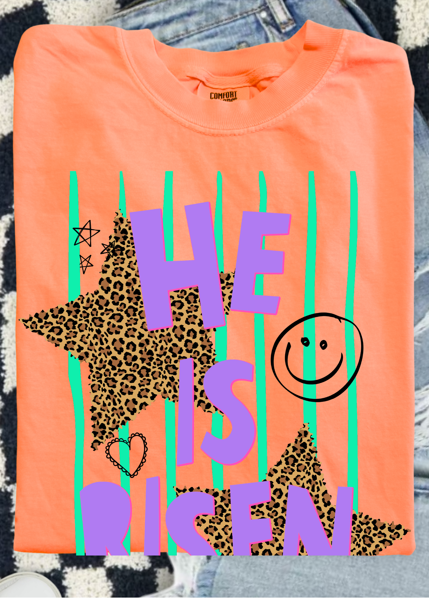 He Is Risen Neon Comfort Color Tee