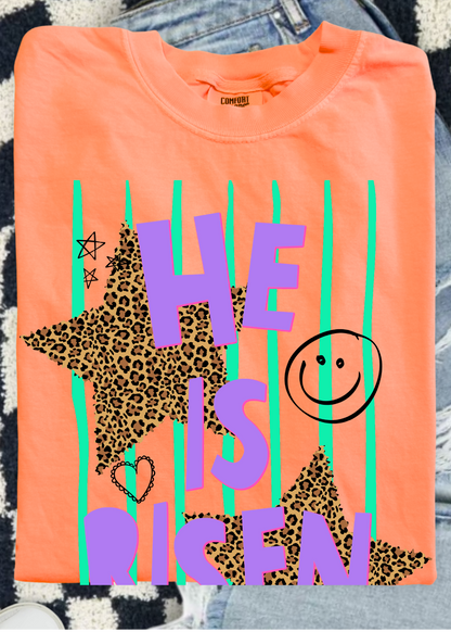 He Is Risen Neon Comfort Color Tee