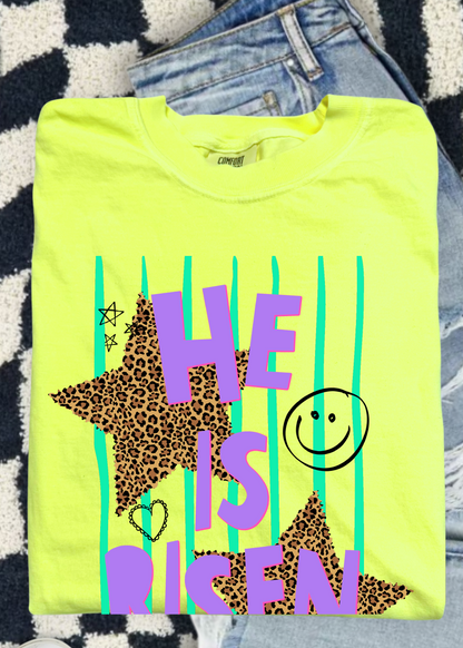 He Is Risen Neon Comfort Color Tee