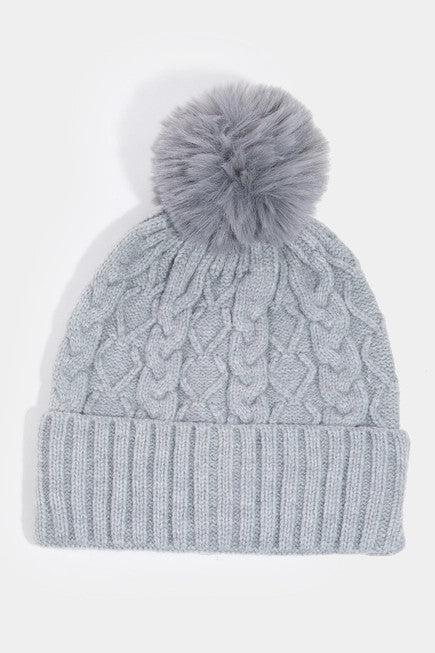 Personalized Cable Knit Pom Beanie