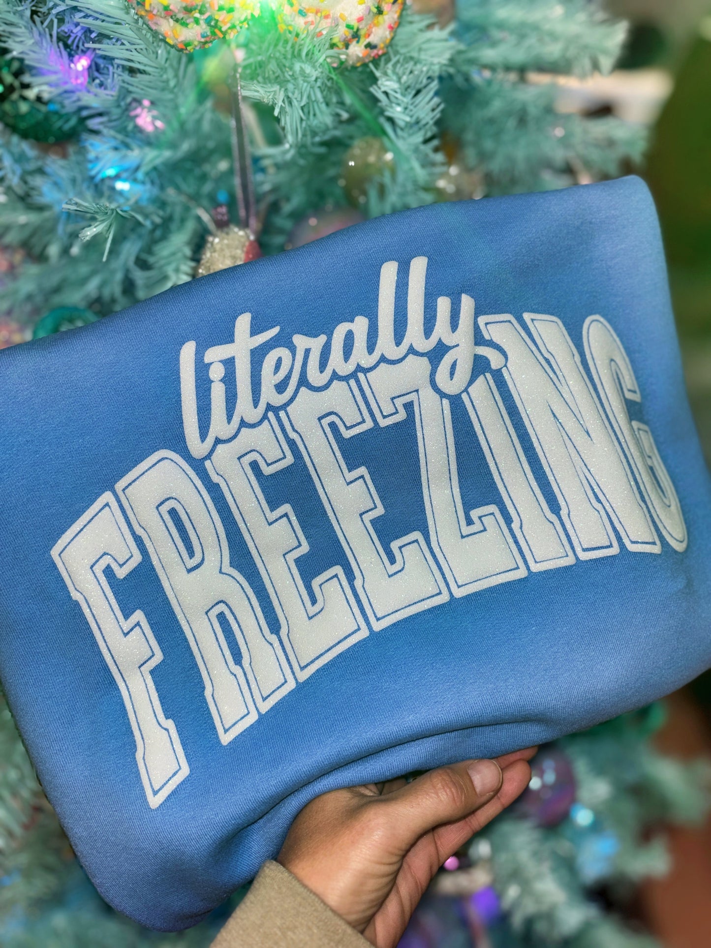 Literally Freezing Glitter Puff Sweatshirt