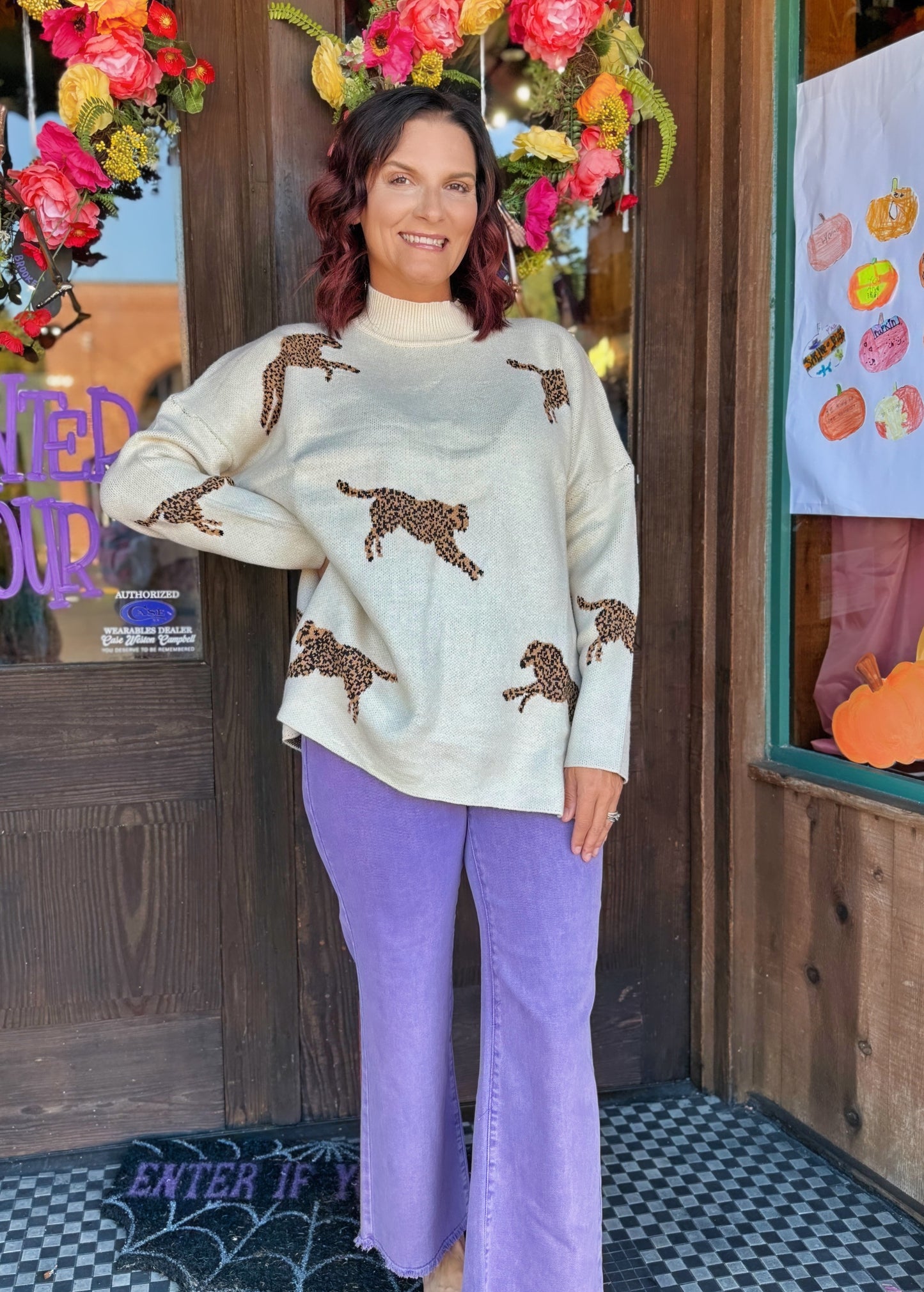 Lively Cheetah Split Hem Sweater