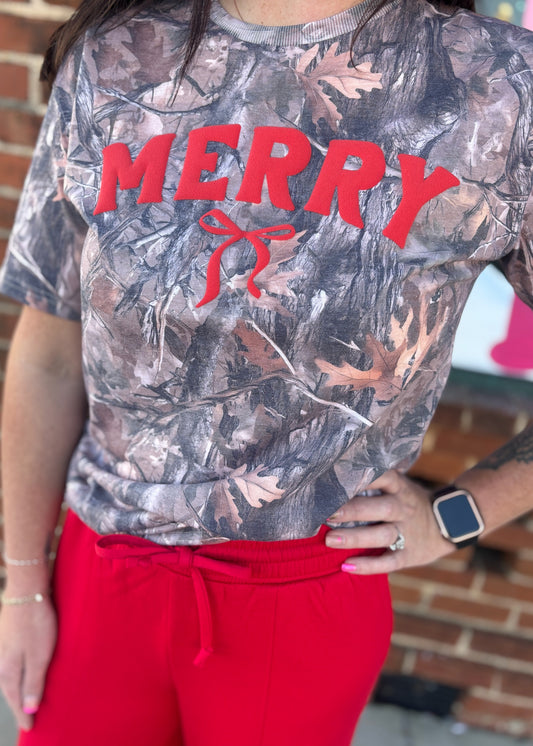 Merry Camo Puff Graphic Tee