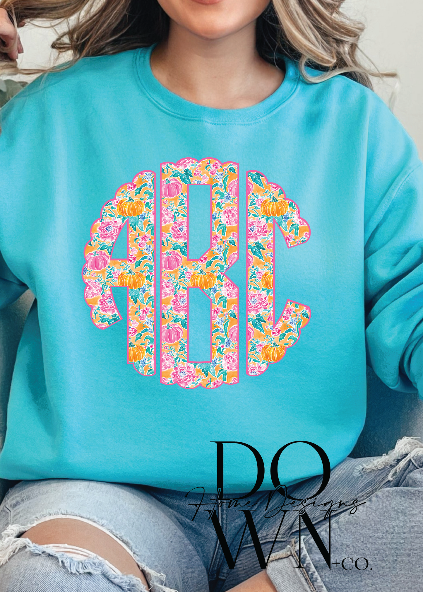 Pumpkin Monogram Crewneck