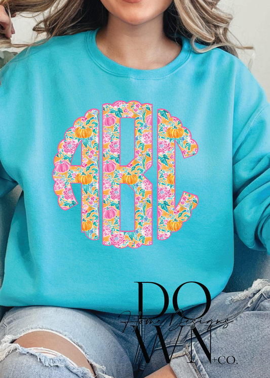 Pumpkin Monogram Crewneck