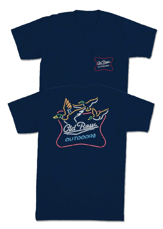 Outdoors Neon Duck Navy Pocket Tee