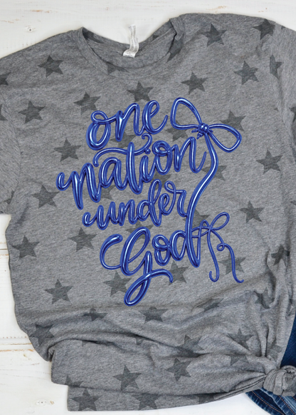 One Nation Under God Puff Star Tee
