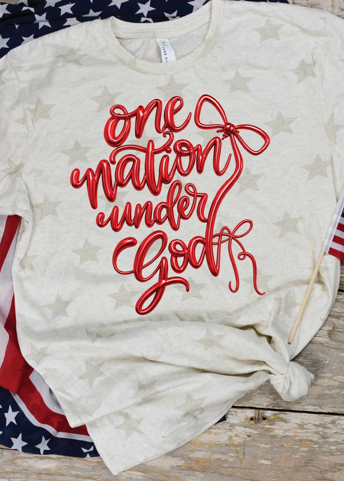 One Nation Under God Puff Star Tee