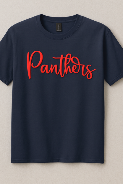 Panthers Script Puff Tee