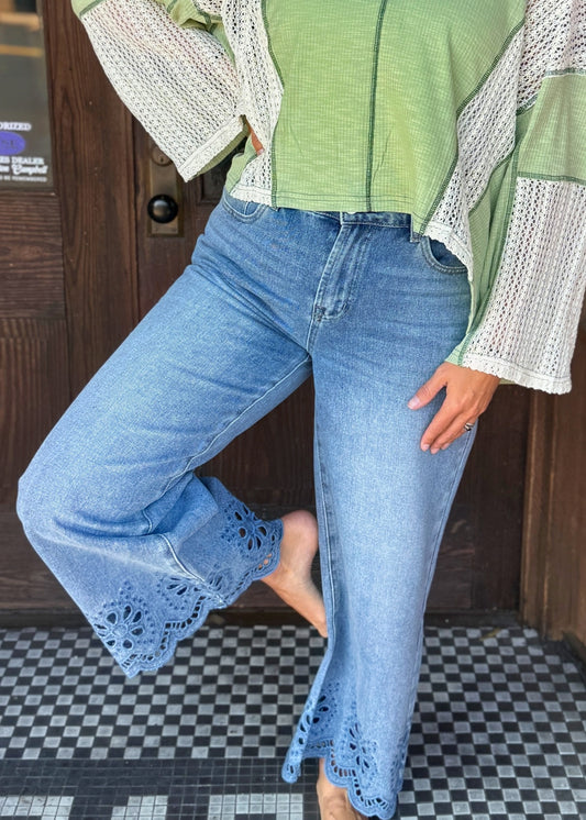 Embroidered & Cropped Jeans