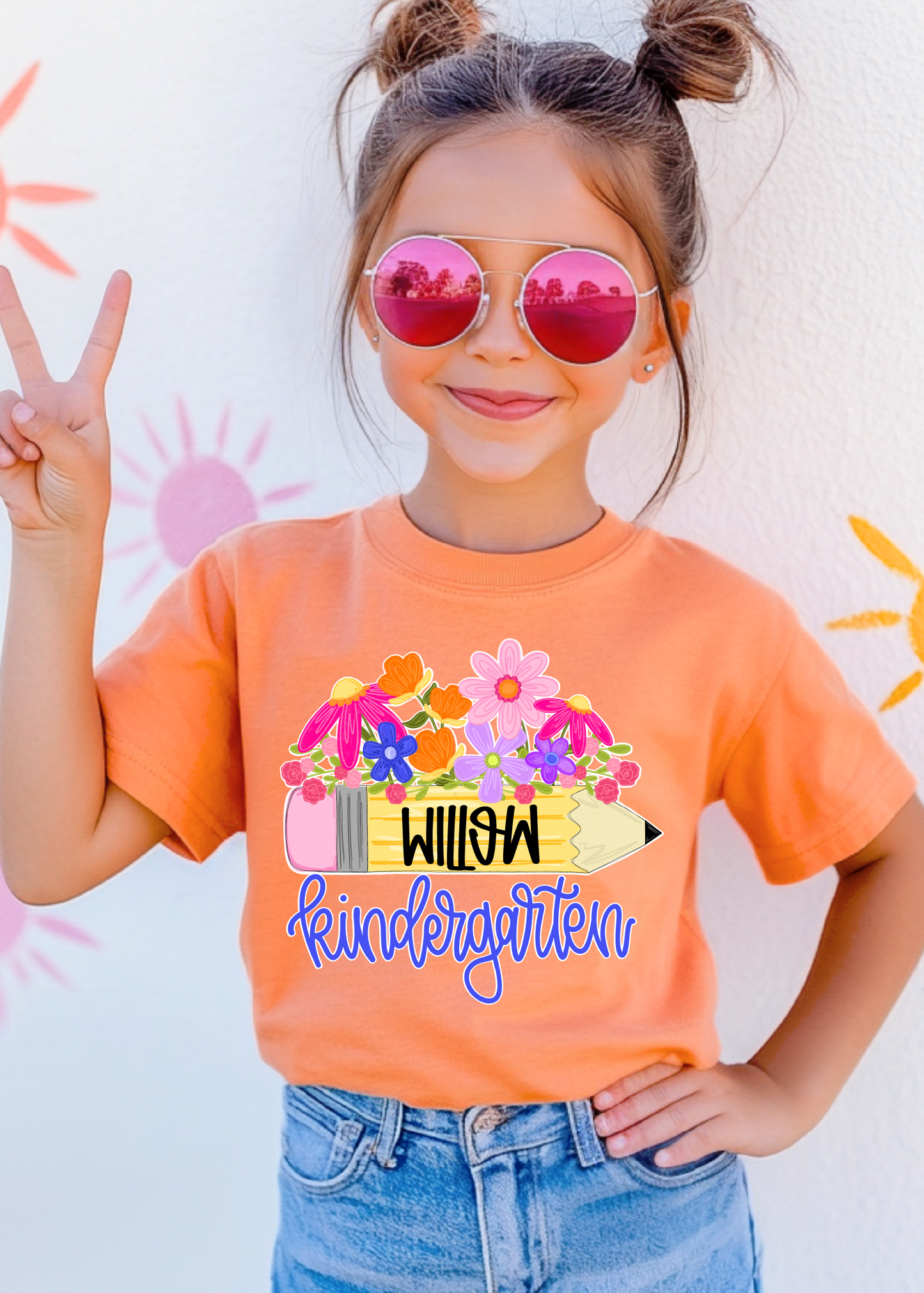Floral Pencil School Comfort Color tee