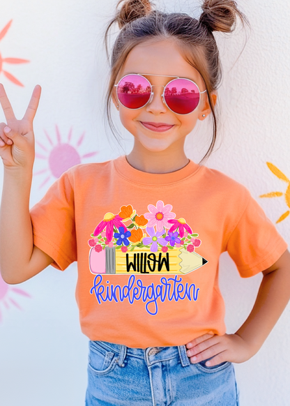 Floral Pencil School Comfort Color tee