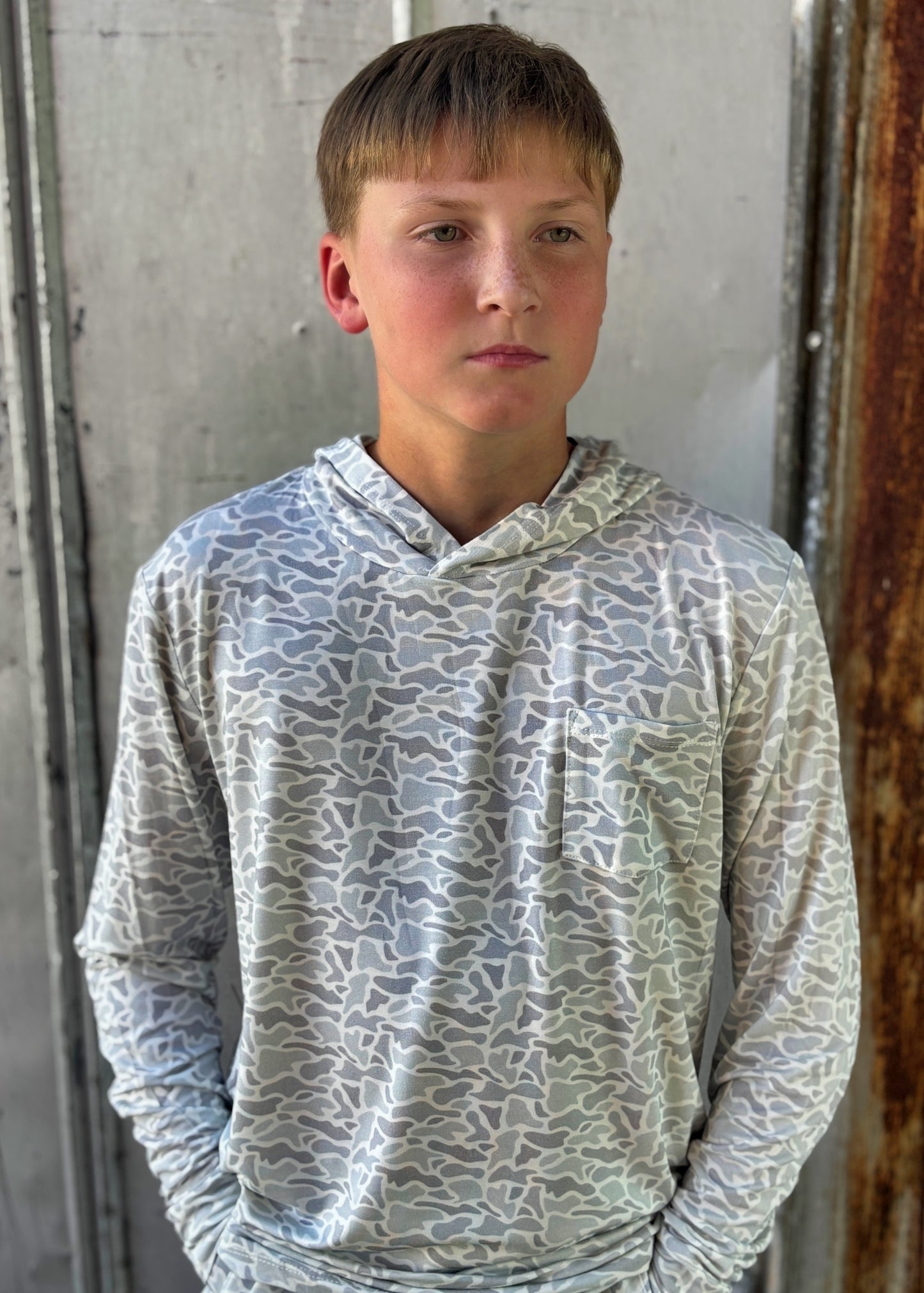 Boy's Polar Camo Lightweight Hoodie