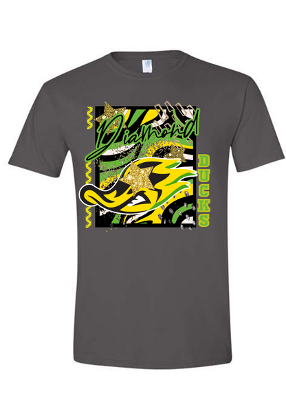 Abstract Green/Orange Ducks Graphic Tee