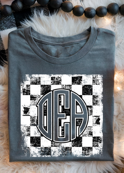 Grunge Checkered Monogram