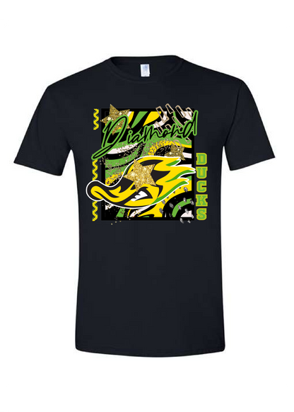 Abstract Green/Orange Ducks Graphic Tee