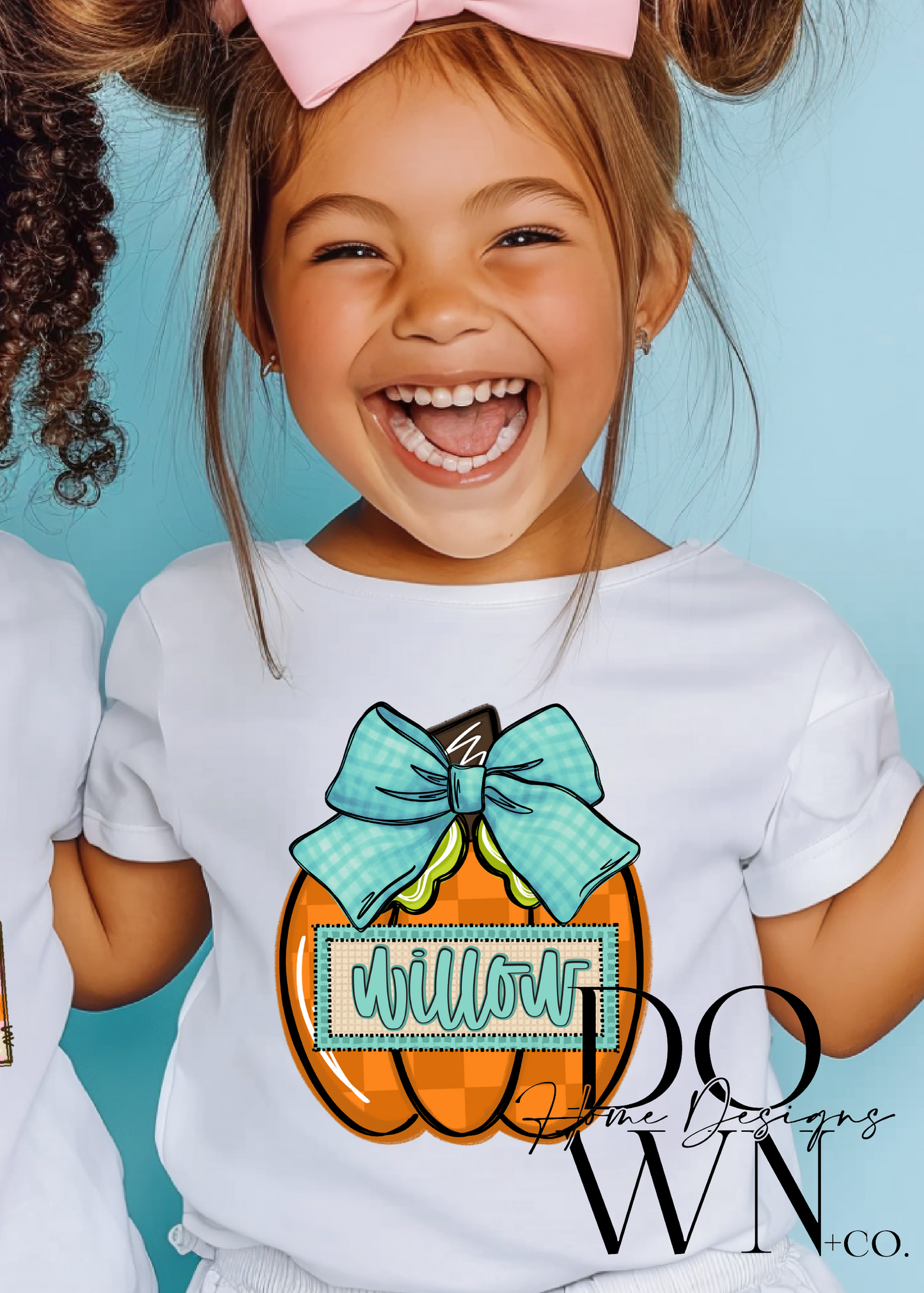 Girl Pumpkin Doodle Bow Tee