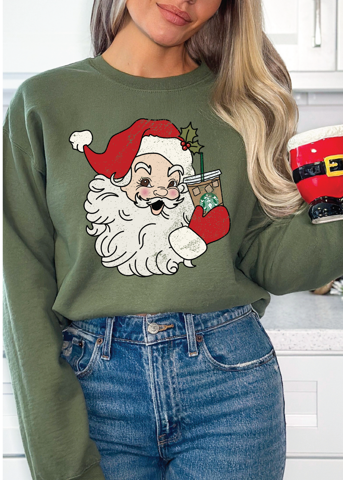 Vintage Santa Drink Crewneck