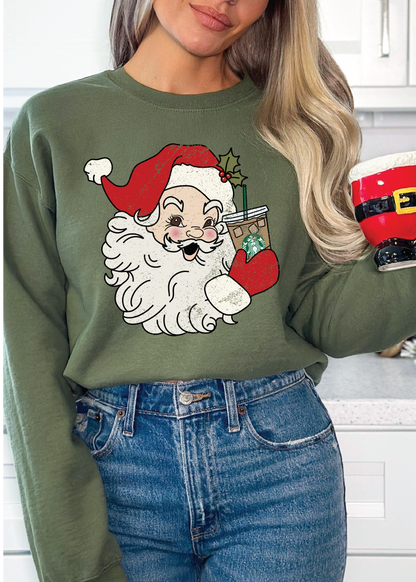 Vintage Santa Drink Crewneck