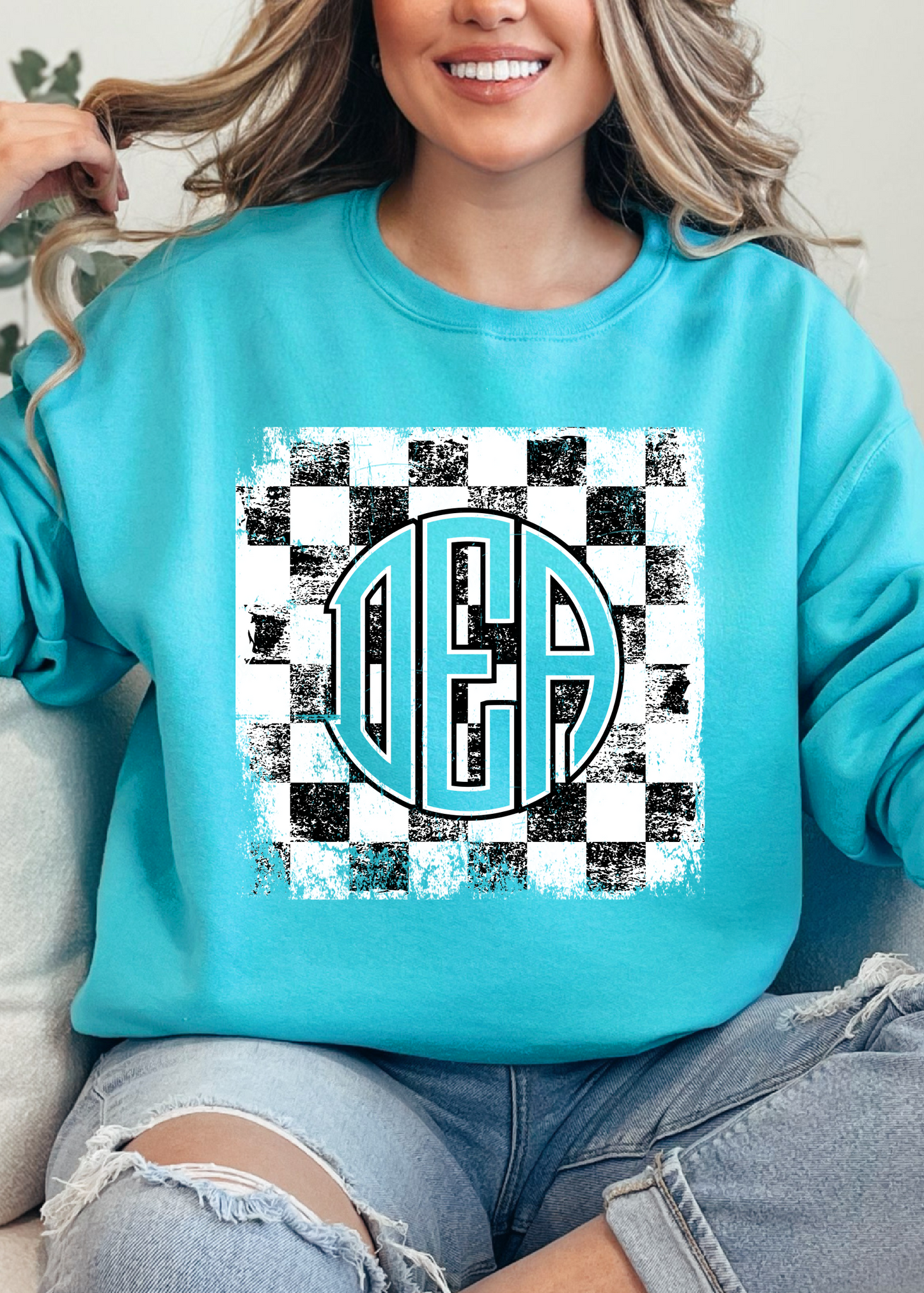 Grunge Checkered Monogram