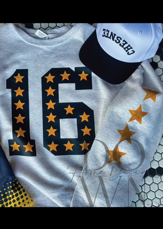 Jersey Number Glitter Star Crew