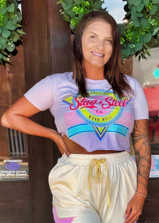 Retro Stag & Steel Crop Top