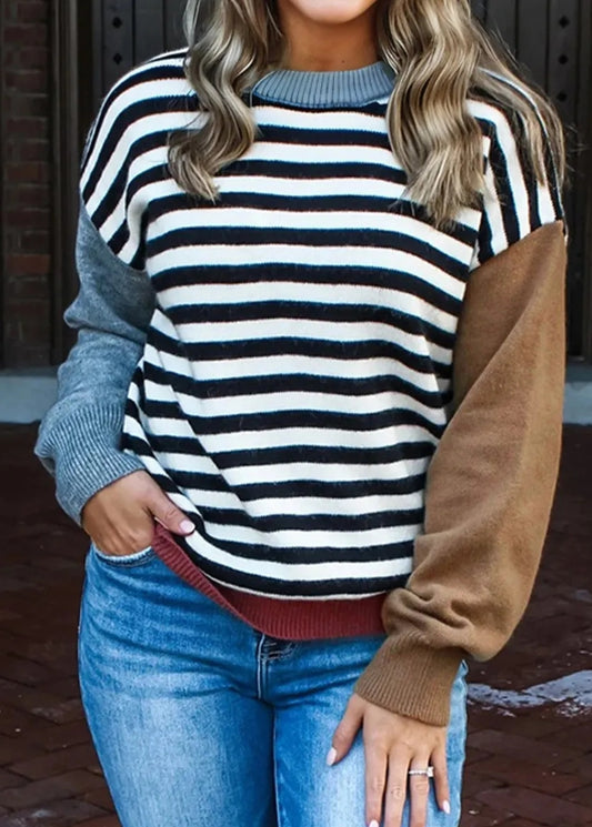 Striped Panels Color Block Sweater