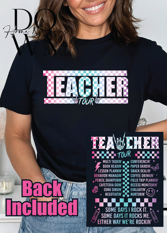 Checkered Teacher Tour Tee