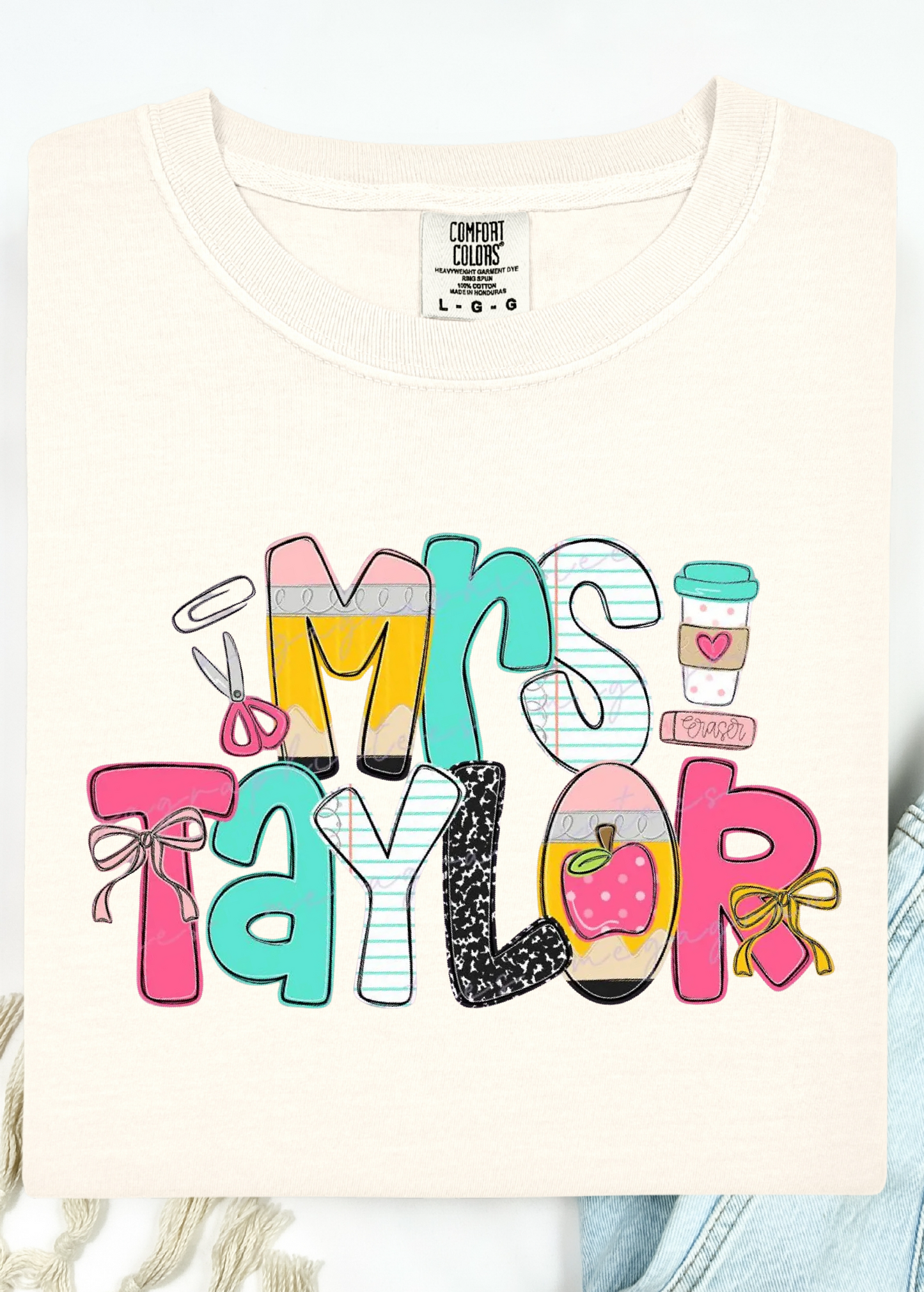 Teacher Doodle Name Comfort Color Tees