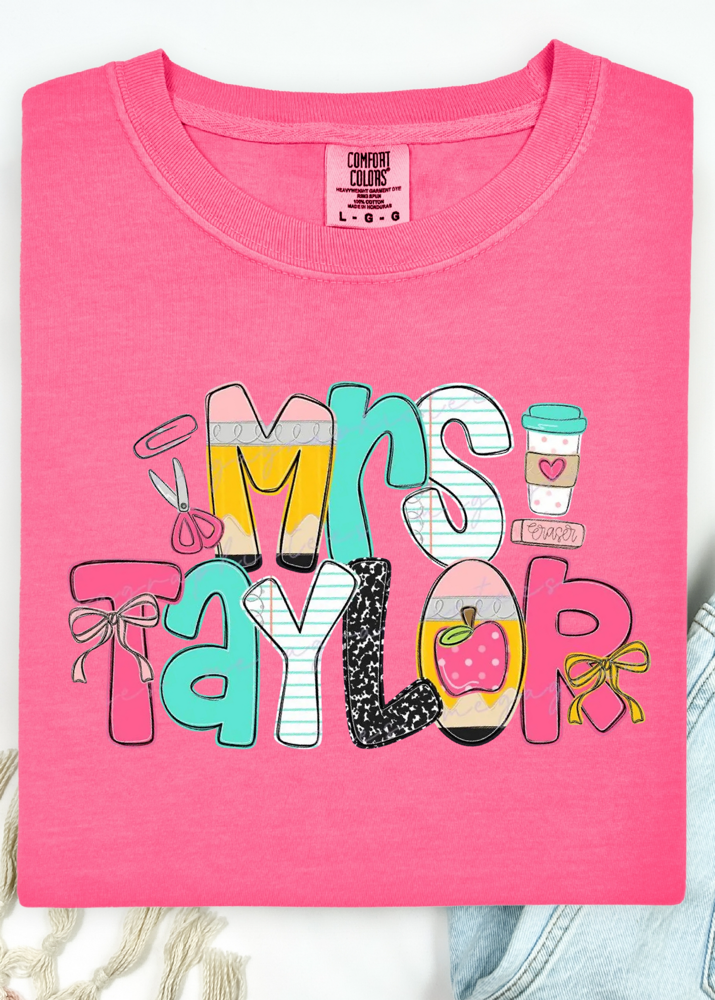 Teacher Doodle Name Comfort Color Tees