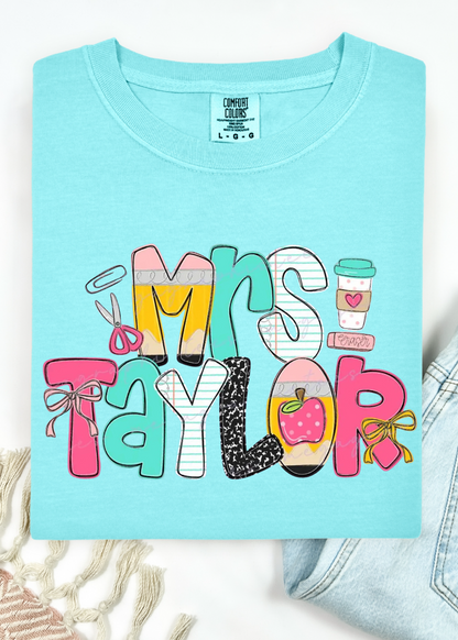 Teacher Doodle Name Comfort Color Tees