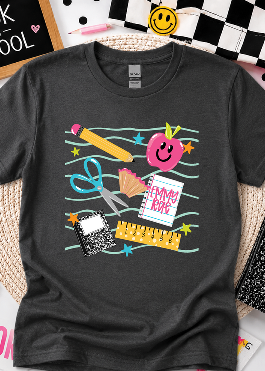 SCHOOL DOODLE CLIPPINGS TEE