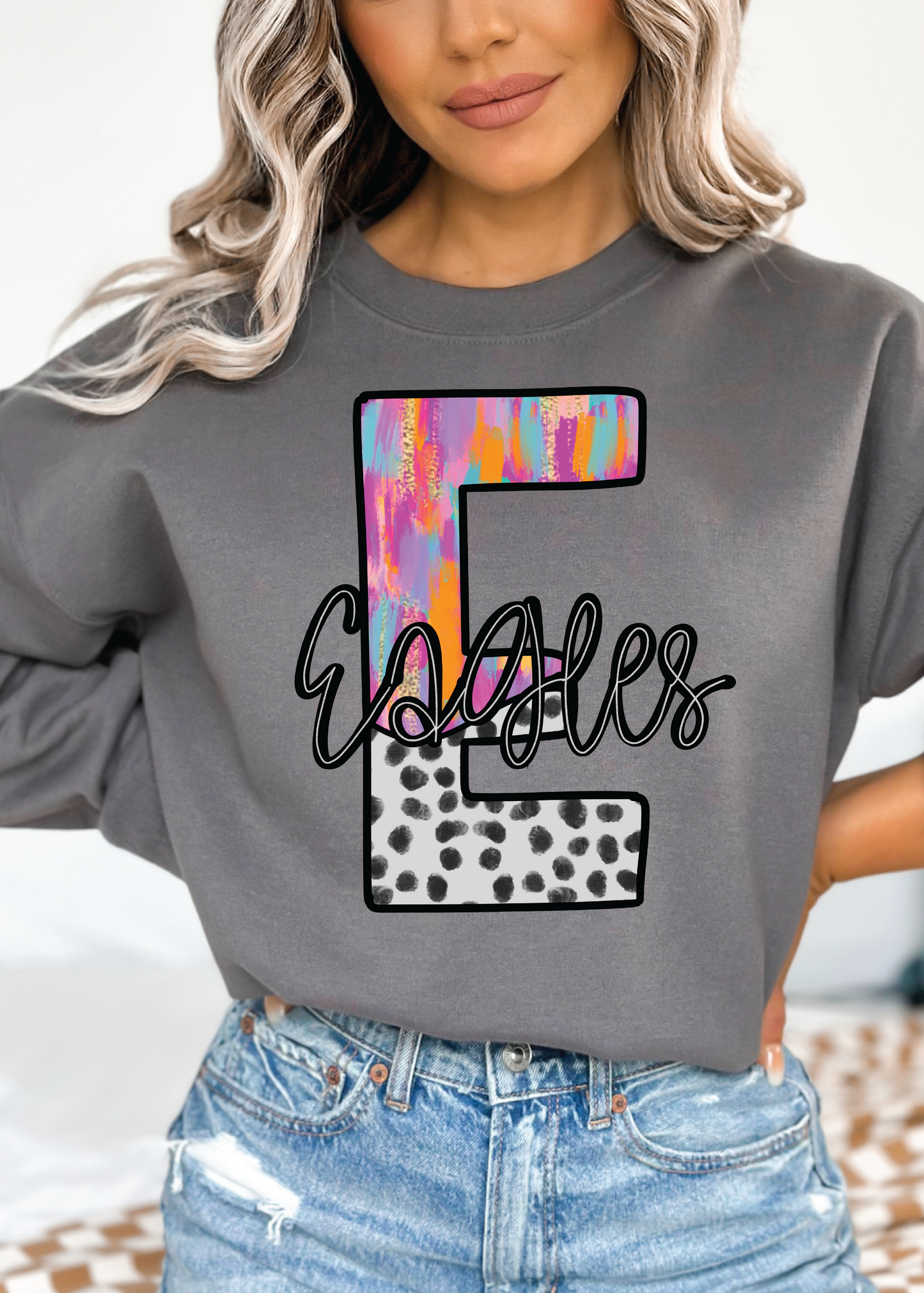 E is for Eagles Watercolor Crewneck