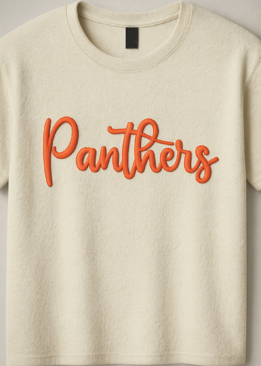 Panthers Script Puff Tee