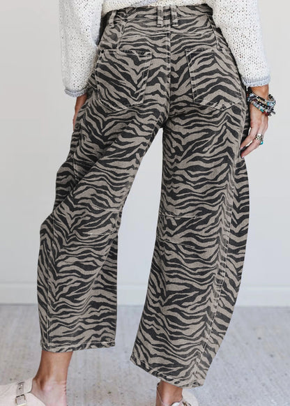 Soft Wild Zebra Barrel Jeans